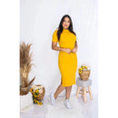 Vestido Feminino Midi Com Duas Fendas Laterais | Malha Canelada Evangélico