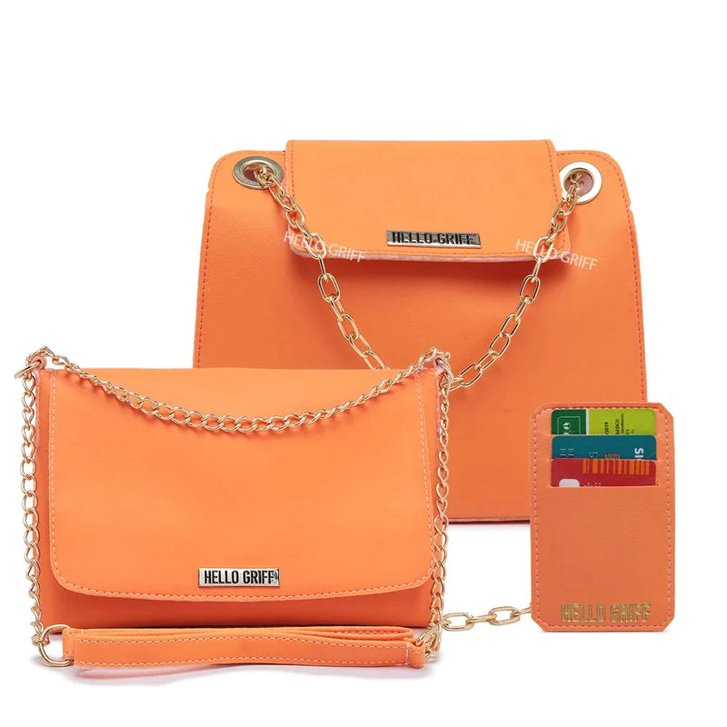 Kit Com 2 Bolsas Em Couro Ecologico + Porta Cartão