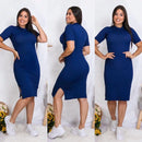 Vestido Feminino Midi Com Duas Fendas Laterais | Malha Canelada Evangélico