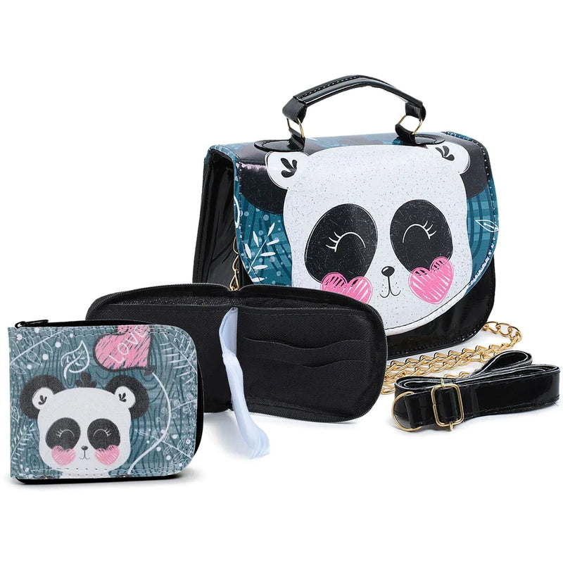 Kit Bolsa com Carteira Infantil de Panda