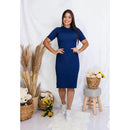 Vestido Feminino Midi Com Duas Fendas Laterais | Malha Canelada Evangélico