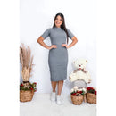 Vestido Feminino Midi Com Duas Fendas Laterais | Malha Canelada Evangélico