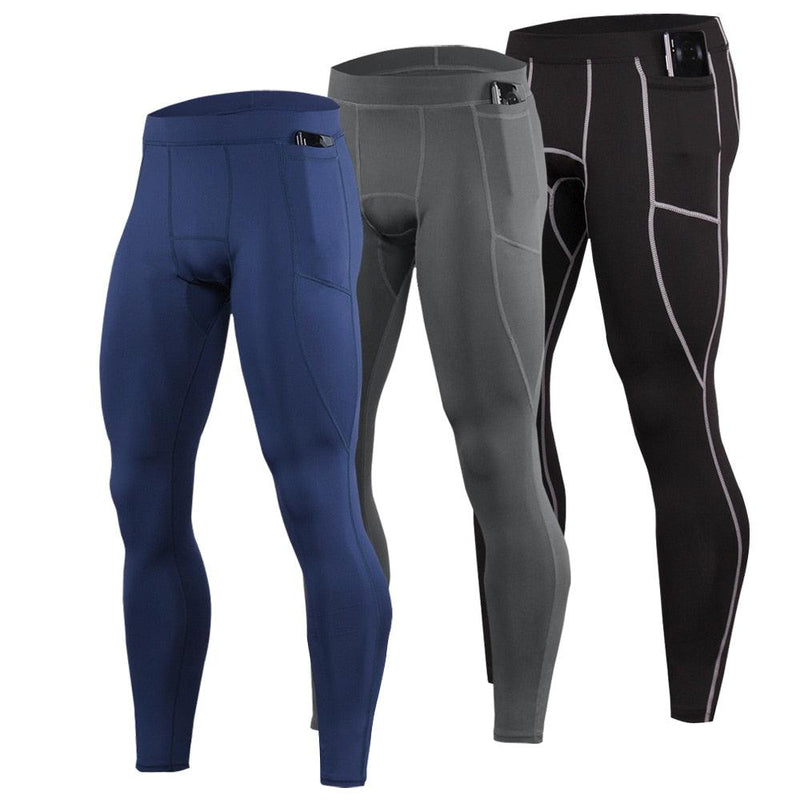 Calças de Compressão Masculinas com Bolso para Celular