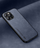 Case iPhone de Couro Magnética com Placa de Metal