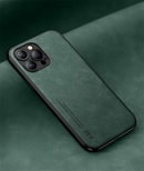 Case iPhone de Couro Magnética com Placa de Metal