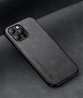 Case iPhone de Couro Magnética com Placa de Metal