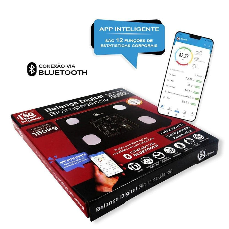 Balança Bioimpedância Digital Corporal Aplicativo Bluetooth