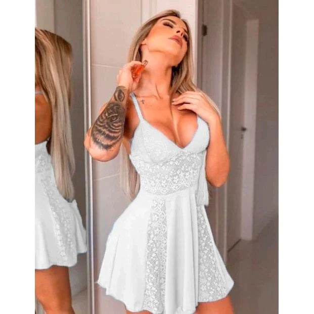 Camisola Sensual Rendada Sem Bojo