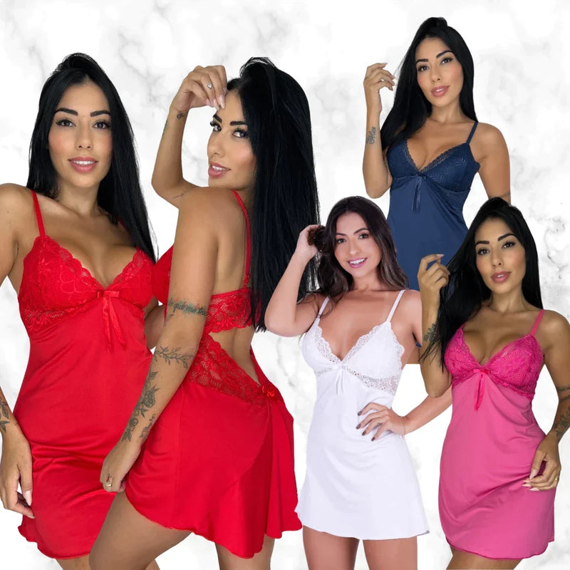 Camisola Sexy com Renda Confortável Sensual