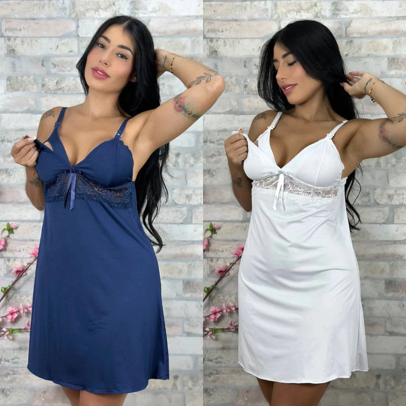 Kit 2 Camisola Amamentação Saída Maternidade