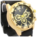 Conjunto Relogio Masculino Banhado a Ouro Original + Pingente + Colar com Cruz .