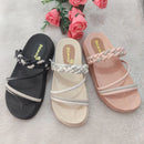 Sandália Papete Birken Com Enfeite Trançado De Strass