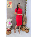 Vestido Feminino Midi Com Duas Fendas Laterais | Malha Canelada Evangélico