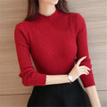 Suéter Feminino Slim de Gola Alta – Malha Fina, Ideal para Meia-Estação